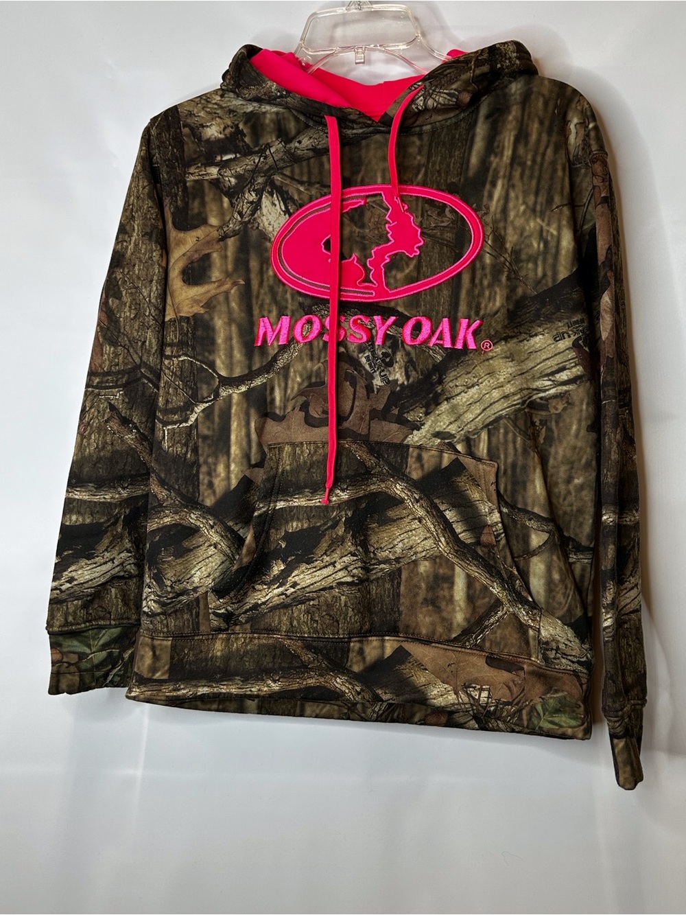 Mossy Oak Camo Hoodie with Hot Pink Logo & Accents